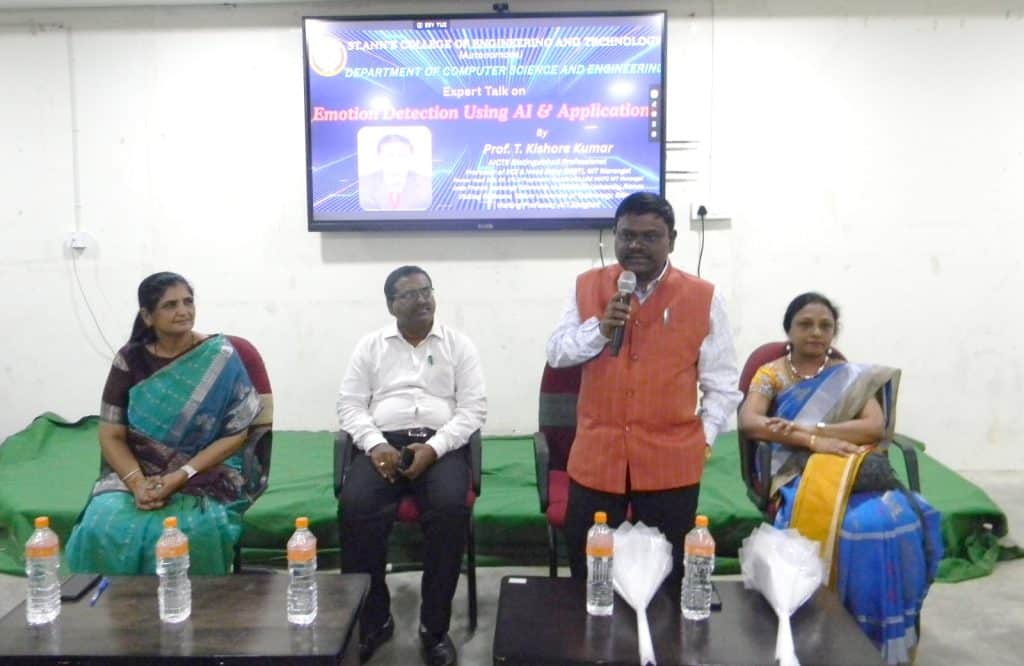 An expert talk on Emotion detection using AI and its Applications by AICTE distinguished professional Dr T Kishore Kumar,Professor EcE ,Head Bajaj,NIT warangal